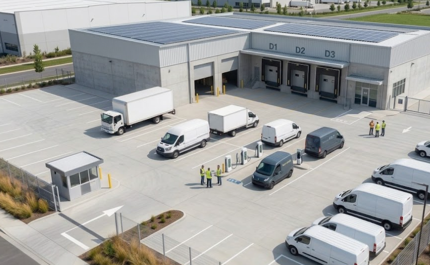Large mixed fleet yard monitored through Fleet Command Center